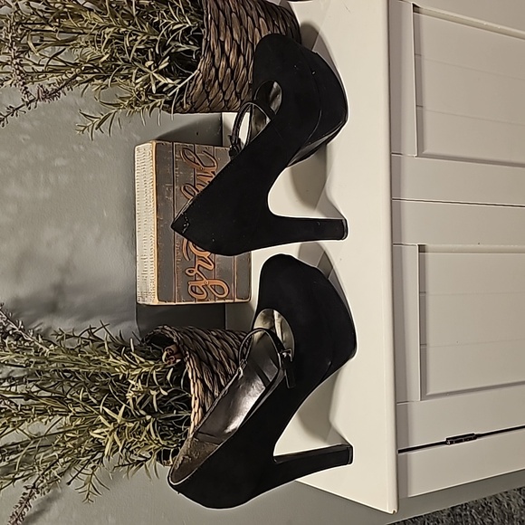 Guess Black Suede Mary Jane Platform Heels - Picture 3 of 6